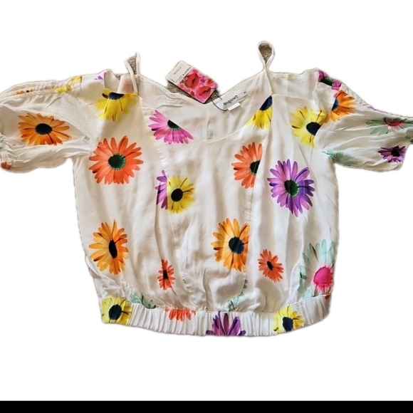 Desigual Womens Short Gathered Floral Blouse M - Picture 10 of 16